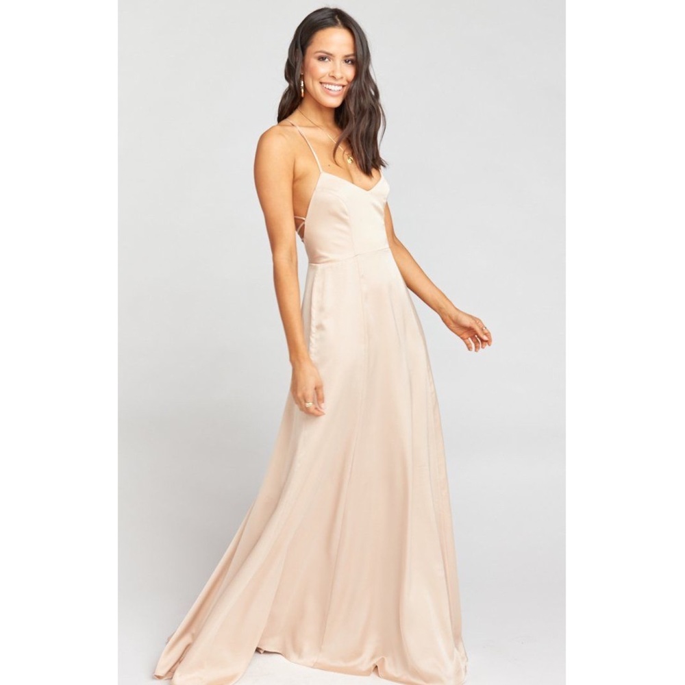 BNWT Godshaw Goddess Gown in Champagne size small. Show Me Your Mumu